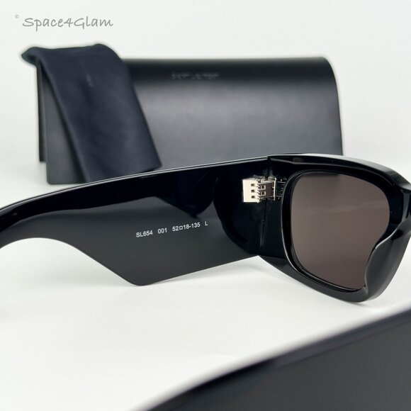 NEW Saint Laurent SL654 001 Black Dark Grey Rectangle Women Sunglasses - Picture 5 of 14